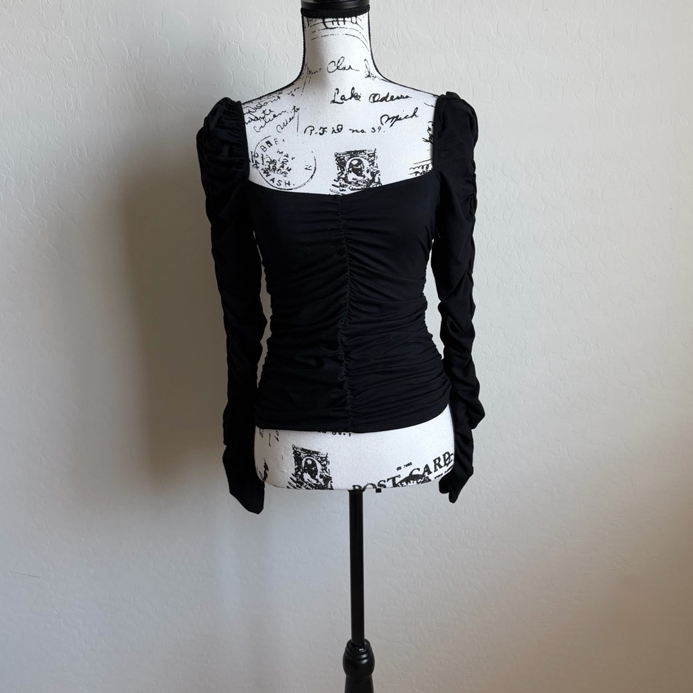 Reformation Black Ruched Shirt Sz. M